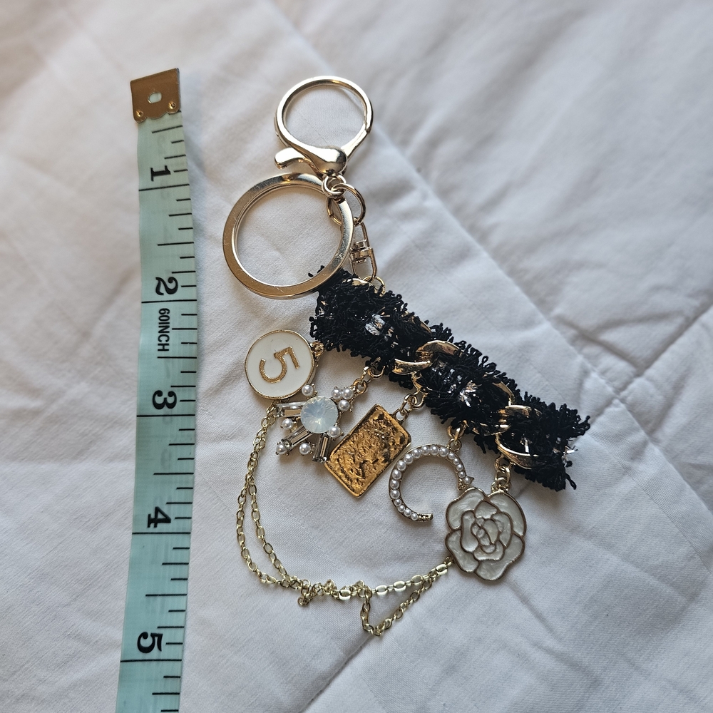Elegant Black and Gold Keychain/Bag Charm